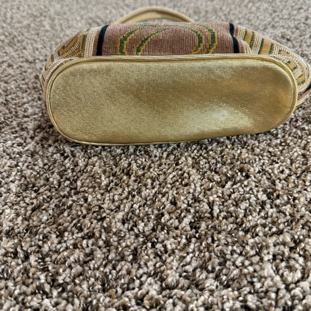 Tapestry Purse Tote Bag Gold Handles Southwest Boho Geometric Made‎ in Korea
